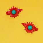 Load image into Gallery viewer, VINTAGE FLOWER BARRETTES - RED/GREEN
