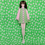 Load image into Gallery viewer, FASHION FACE-OFF COLLECTION - PINK-AND-MINT MOD MINI-DRESS FOR MOMOKO &amp; OTHER 27cm/29cm DOLLS
