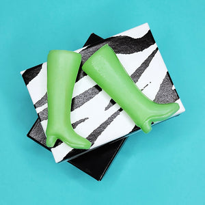 VINTAGE DOLL BOOTS - TALL MINT GREEN GO-GO BOOTS