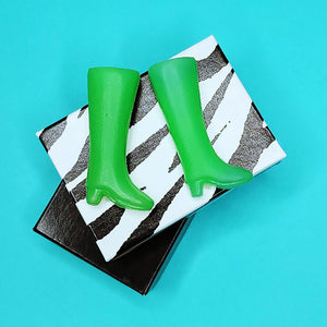 VINTAGE DOLL BOOTS - TALL GREEN GO-GO BOOTS