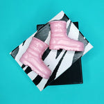 Load image into Gallery viewer, VINTAGE Y2K DOLL BOOTS - PASTEL PINK WINTER/ MOON BOOTS
