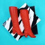 Load image into Gallery viewer, VINTAGE DOLL BOOTS - TALL RED GO-GO BOOTS W/FAUX LACES
