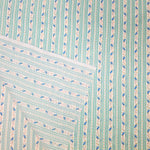 Load image into Gallery viewer, VINTAGE FABRIC BABY BOLT HALF-YARD - DAINTY FLORAL STRIPE IN SEAFOAM, BLUE, MUSTARD ON OFF-WHITE
