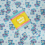 Load image into Gallery viewer, VINTAGE FABRIC BABY BOLT HALF-YARD - UNIQUE CLOCK AND FLOWERS PRINT IN PURPLE, BROWN, BLACK AND BLUES
