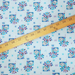 Load image into Gallery viewer, VINTAGE FABRIC BABY BOLT HALF-YARD - UNIQUE CLOCK AND FLOWERS PRINT IN PURPLE, BROWN, BLACK AND BLUES

