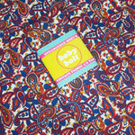 Load image into Gallery viewer, VINTAGE FABRIC BABY BOLT HALF-YARD -  SIXTIES&#39; CLASSIC PAISLEY IN RED, WHITE, BLUE &amp; YELLOW
