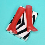 Load image into Gallery viewer, VINTAGE DOLL BOOTS - TALL GO-GO STYLE W/FAUX LACES - RED
