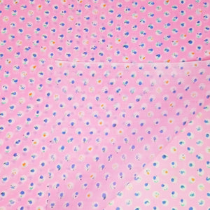VINTAGE FABRIC BABY BOLT HALF-YARD -  EIGHTIES' STYLIZED BERRY & FLORAL DOT PRINT PRINT IN PINK, GOLDEN YELLOW & GREEN ON BUBBLEGUM PINK