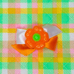 Load image into Gallery viewer, VINTAGE FLOWER &amp; BOW HAIR CLIP — ORANGE/GREEN
